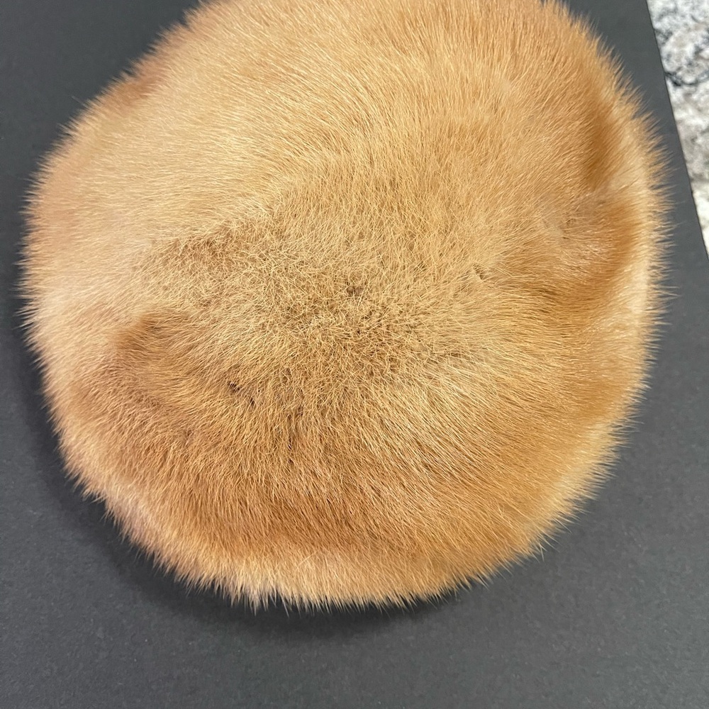 Vintage Mink Jackie O style original Union made fur pillbox hat